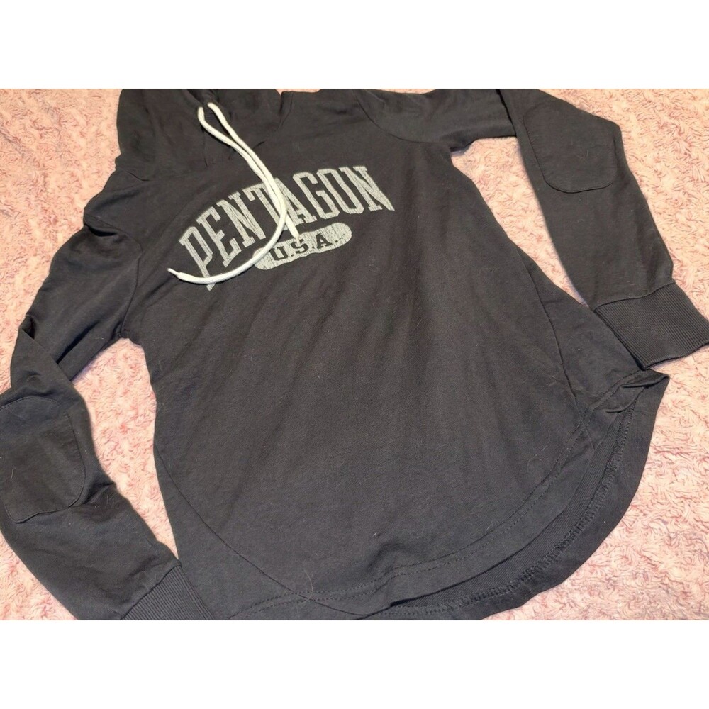 Pentagon Hoodie Women Small Ivory Knit Hooded Long Sleeves Pullover Hoodie